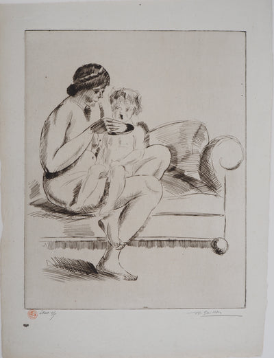 Roger GRILLON : Maternité, vers 1930 - Gravure