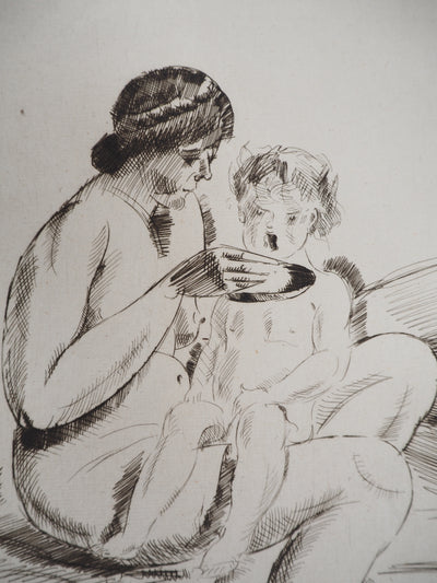 Roger GRILLON : Maternité, vers 1930 - Gravure (détail)
