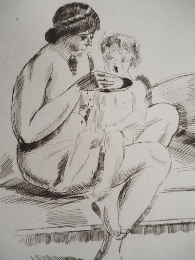 Roger GRILLON : Maternité, vers 1930 - Gravure (détail)