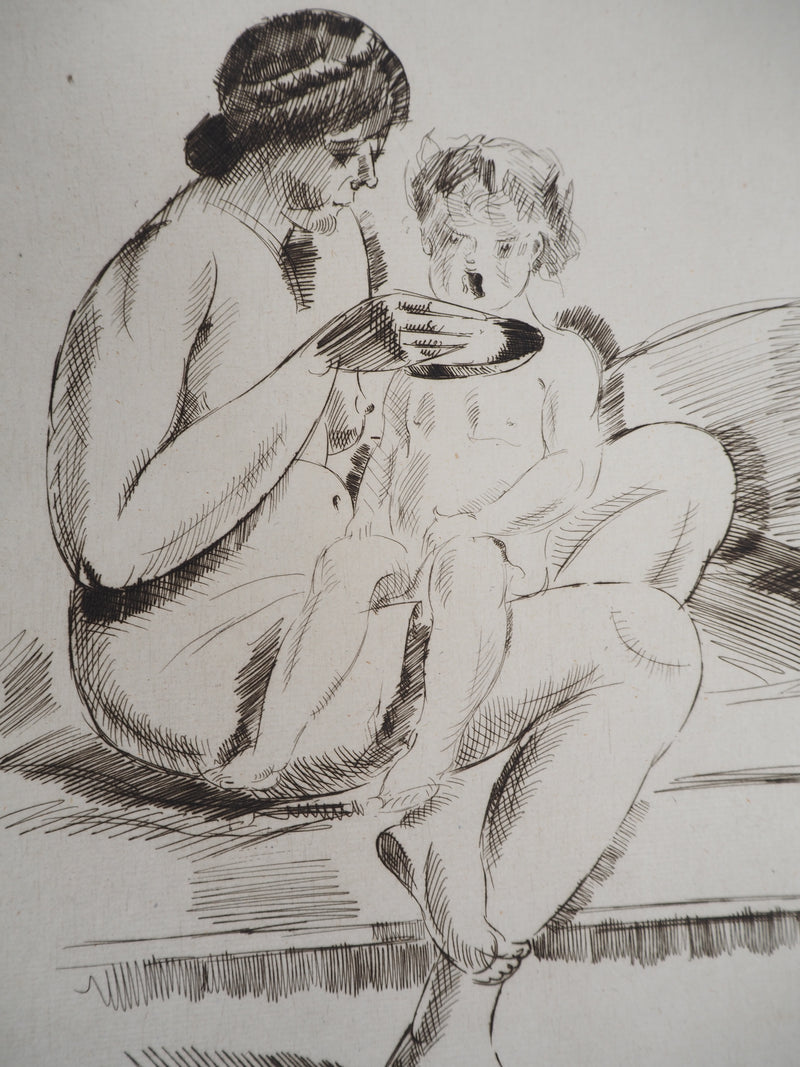Roger GRILLON : Maternité, vers 1930 - Gravure (détail)