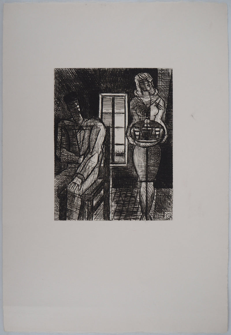 Marcel GROMAIRE : Homme et femme - Lithographie