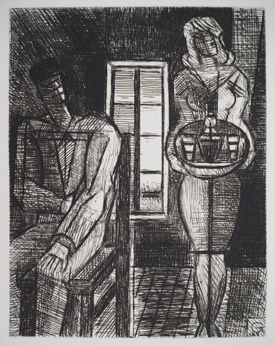 Marcel GROMAIRE : Homme et femme - Lithographie (détail)