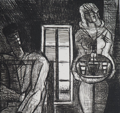 Marcel GROMAIRE : Homme et femme - Lithographie (détail)