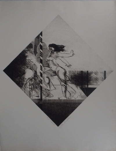 Claude GROSCHENE : L'arrivée - Gravure