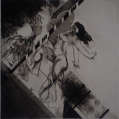Claude GROSCHENE : L'arrivée - Gravure (détail)