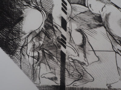 Claude GROSCHENE : L'arrivée - Gravure (détail)