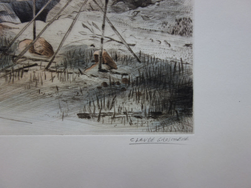 Claude GROSCHENE : Extra bleu ciel - Gravure (détail)