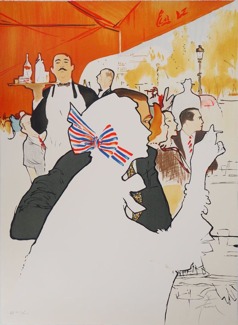 René GRUAU : En Terrasse - Lithographie