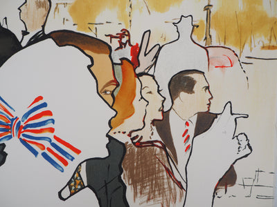 René GRUAU : En Terrasse - Lithographie (détail)
