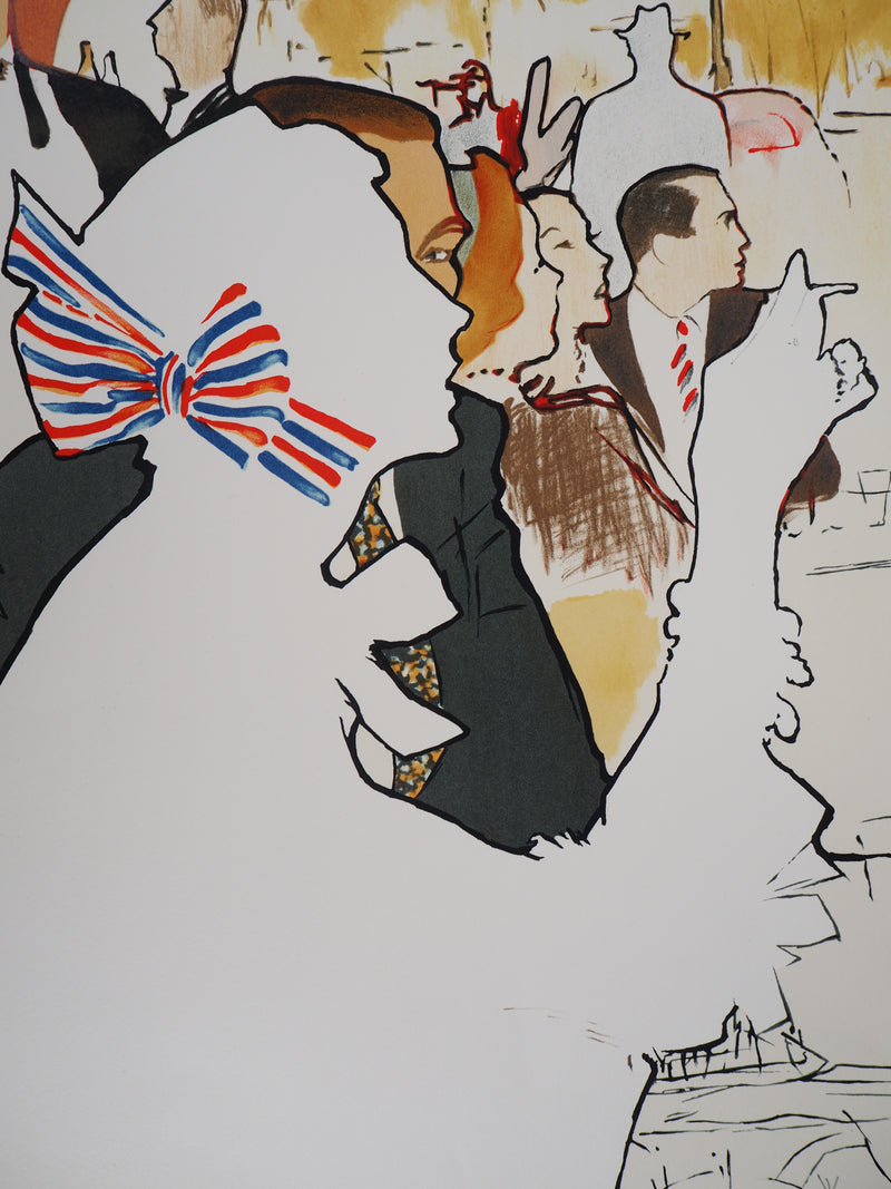 René GRUAU : En Terrasse - Lithographie (détail)