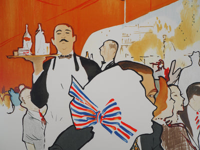 René GRUAU : En Terrasse - Lithographie (détail)