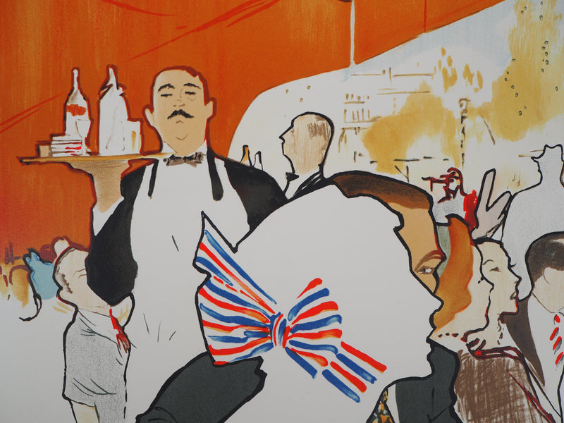 René GRUAU : En Terrasse - Lithographie (détail)