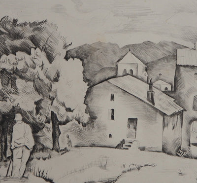 Pierre GUASTALLA : Les maisons du village - Gravure (détail)