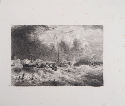 Théodore GUDIN : Contre l'orage, Marines - Lithographie