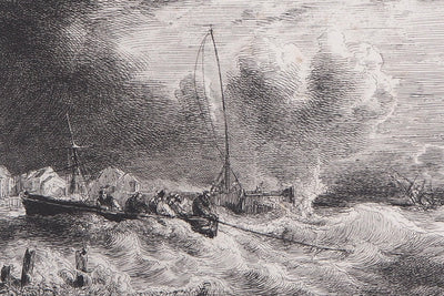 Théodore GUDIN : Contre l'orage, Marines - Lithographie (détail)