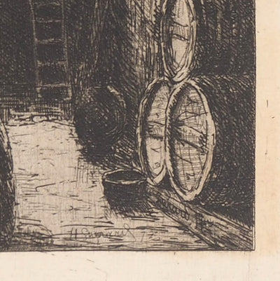 Henri GUERARD : La Cave de Montrouge - Gravure (détail)