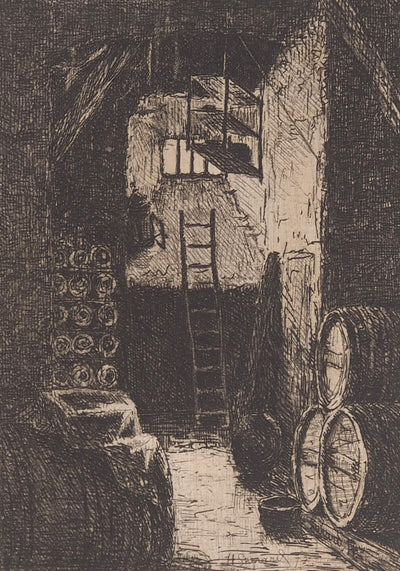 Henri GUERARD : La Cave de Montrouge - Gravure (détail)