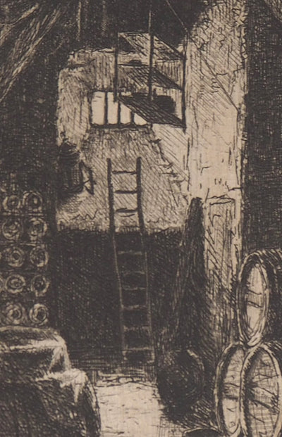 Henri GUERARD : La Cave de Montrouge - Gravure (détail)