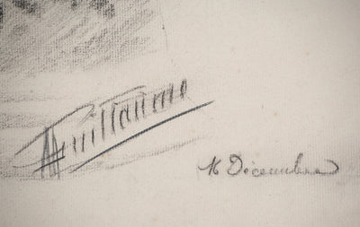 M. GUILLAUME : Portrait féminin du XIXe siècle (c. 1895) - Dessin (détail)