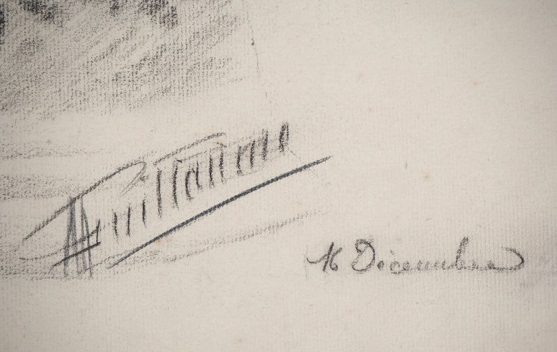 M. GUILLAUME : Portrait féminin du XIXe siècle (c. 1895) - Dessin (détail)