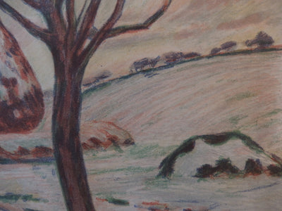 Armand GUILLAUMIN : Les Meules en hiver à Palaiseau (vers 1898) - Lithographie (détail)