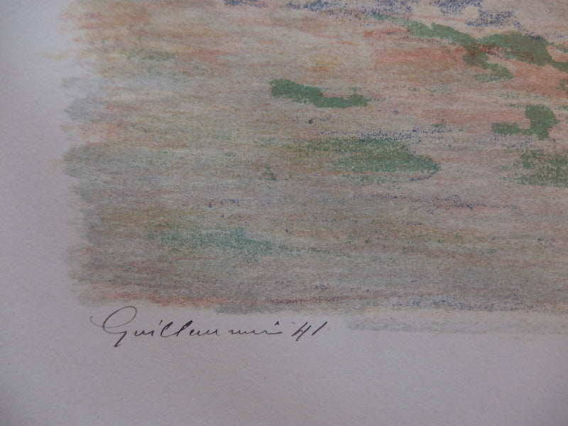 Armand GUILLAUMIN : Les Meules en hiver à Palaiseau (vers 1898) - Lithographie (détail)