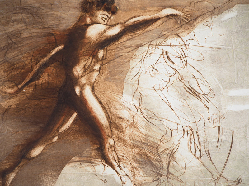 Jean-Marie GUINY : Le lanceur - Gravure