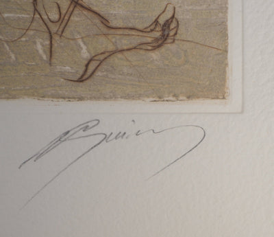 Jean-Marie GUINY : Le lanceur - Gravure (détail)