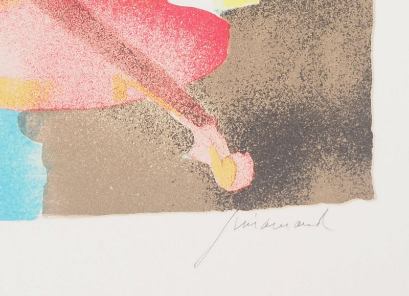 Paul GUIRAMAND : Bouquet de tulipes et le violon - Lithographie (détail)