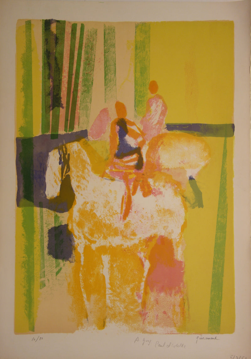 Paul GUIRAMAND : Les cavaliers en automne - Lithographie