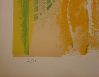 Paul GUIRAMAND : Les cavaliers en automne - Lithographie (détail)