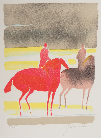 Paul GUIRAMAND : Deux cavaliers - Lithographie