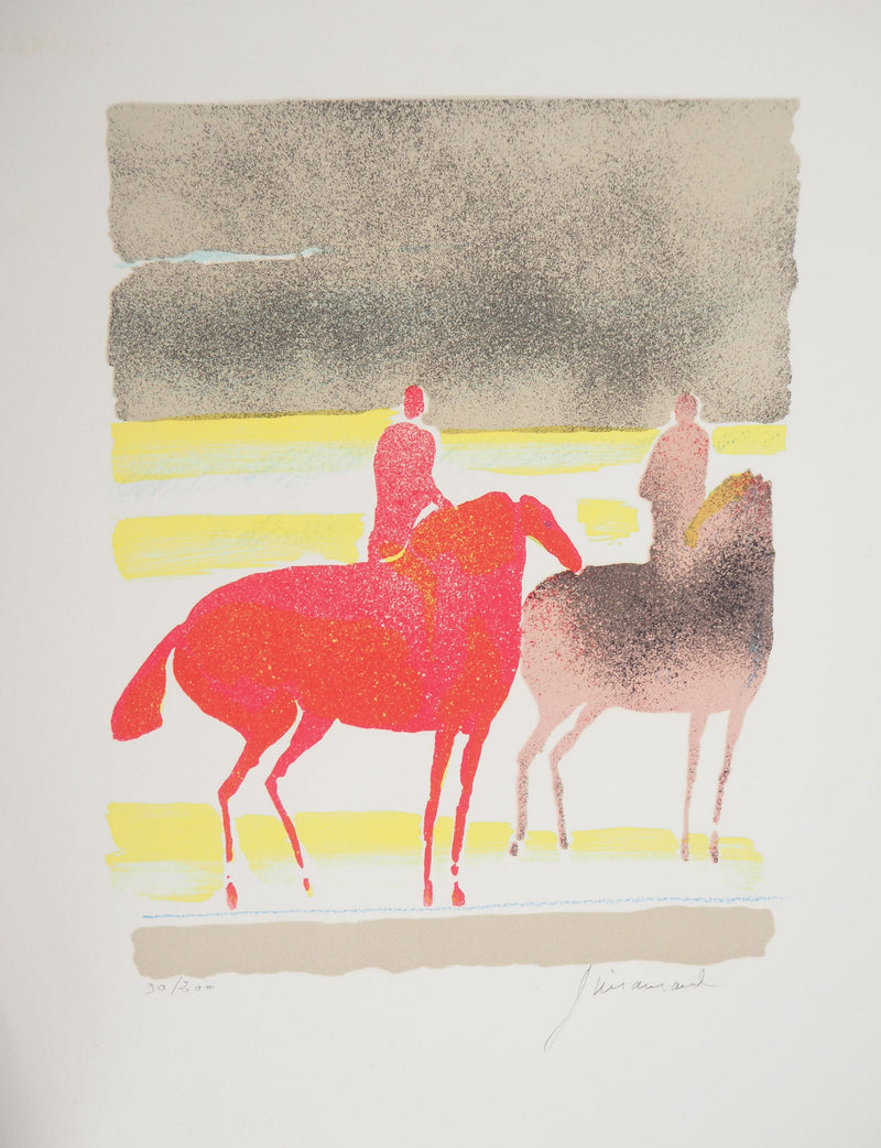 Paul GUIRAMAND : Deux cavaliers - Lithographie (détail)