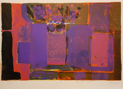 Paul GUIRAMAND : Nature morte au bouquet - Lithographie (détail)