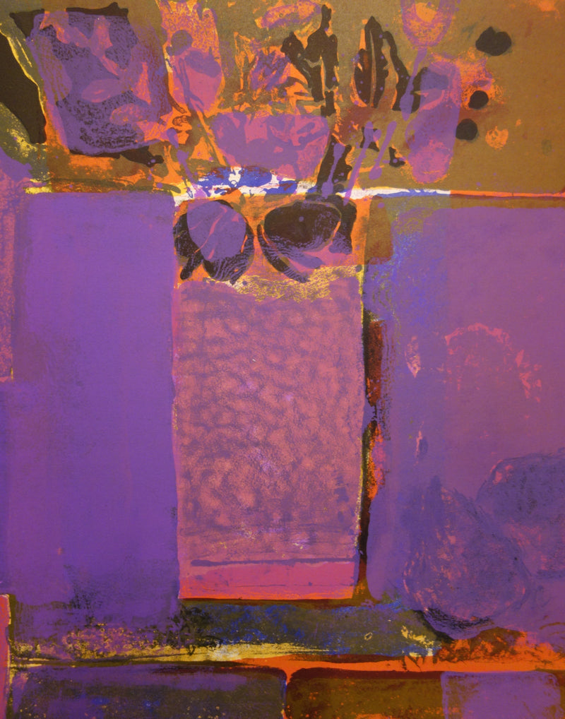 Paul GUIRAMAND : Nature morte au bouquet - Lithographie (détail)
