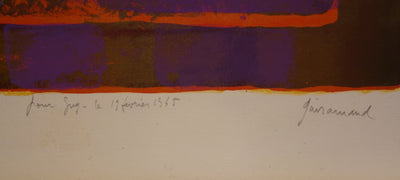 Paul GUIRAMAND : Nature morte au bouquet - Lithographie (détail)
