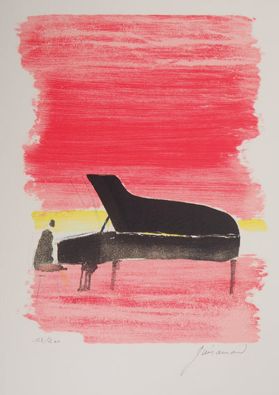 Paul GUIRAMAND : Le Pianiste - Lithographie (détail)