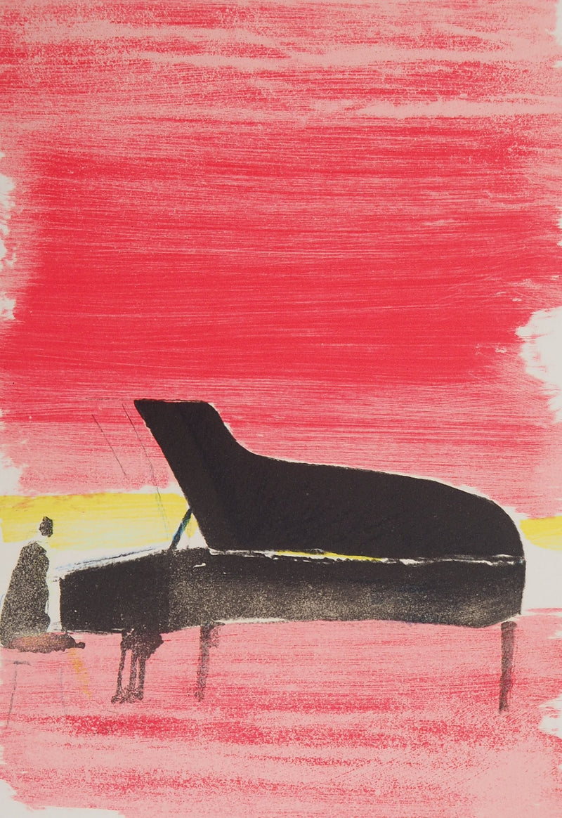Paul GUIRAMAND : Le Pianiste - Lithographie (détail)