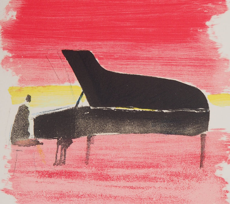 Paul GUIRAMAND : Le Pianiste - Lithographie (détail)