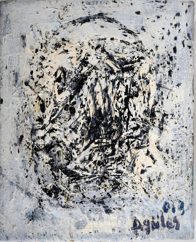 Dyap GULER : L'effroi, portrait masculin de l'Art Brut - Tableau