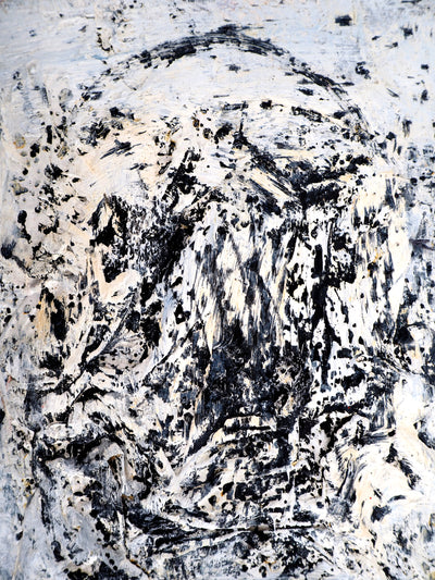 Dyap GULER : L'effroi, portrait masculin de l'Art Brut - Tableau (détail)