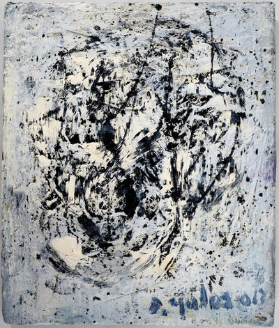 Dyap GULER : Portrait masculin, abstraction en bleu et noir - Tableau