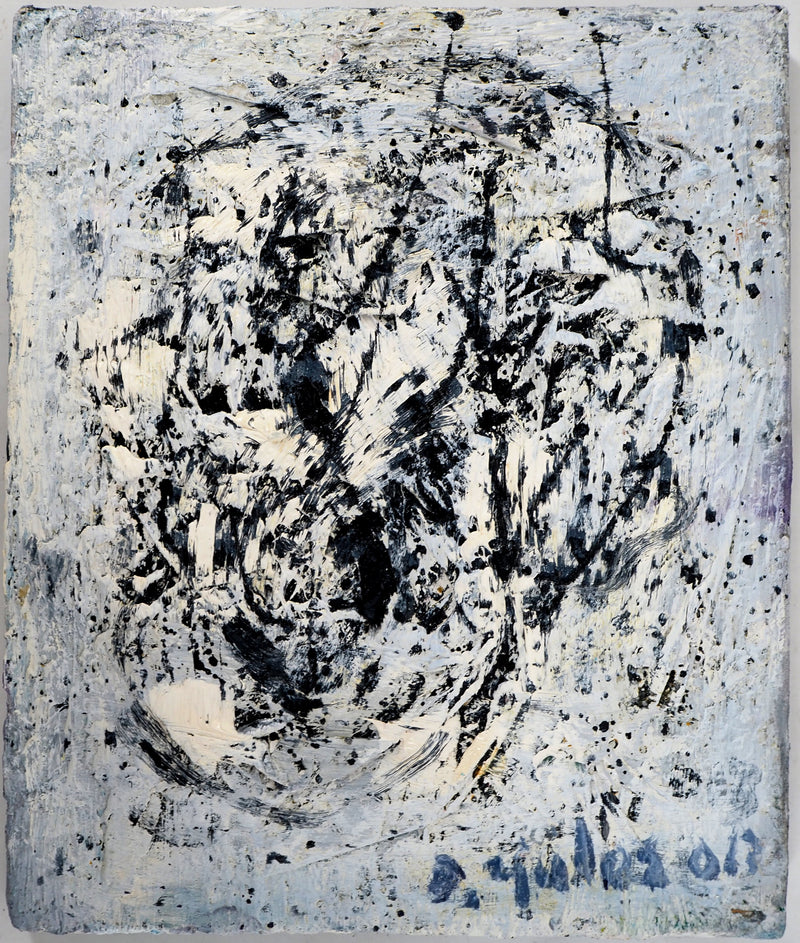 Dyap GULER : Portrait masculin, abstraction en bleu et noir - Tableau