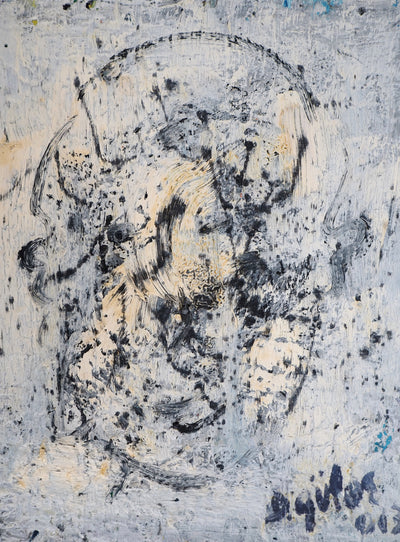 Dyap GULER : Visage masculin décomposé et abstrait - Tableau (détail)