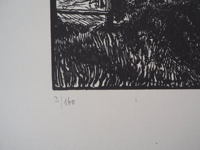 Pierre GUSMAN : La Marrana, campagne romaine, 1929 - Gravure sur bois (détail)