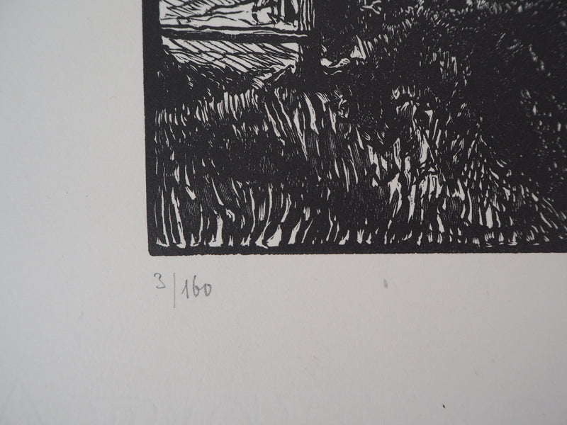 Pierre GUSMAN : La Marrana, campagne romaine, 1929 - Gravure sur bois (détail)