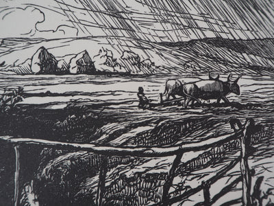 Pierre GUSMAN : La Marrana, campagne romaine, 1929 - Gravure sur bois (détail)