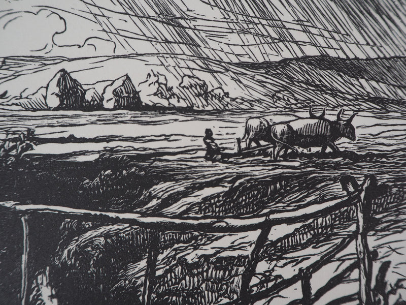 Pierre GUSMAN : La Marrana, campagne romaine, 1929 - Gravure sur bois (détail)