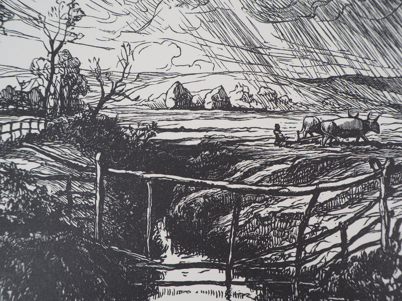 Pierre GUSMAN : La Marrana, campagne romaine, 1929 - Gravure sur bois (détail)