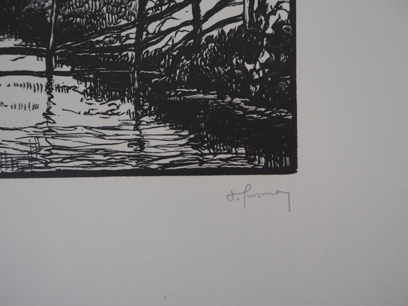 Pierre GUSMAN : La Marrana, campagne romaine, 1929 - Gravure sur bois (détail)